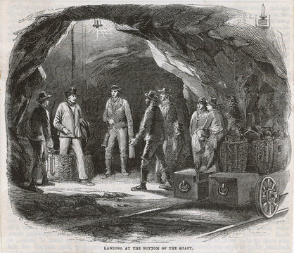 Miners - Lift Shaft - 1855. Date: 1855