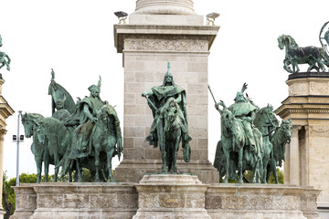 The area of Hungarian heroes Budapest elements of architecture and sculpture of historical personalities. 