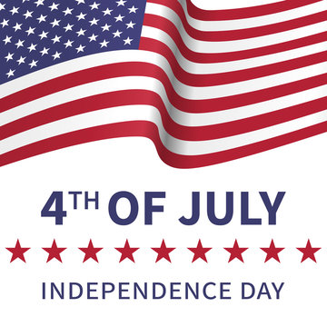 Fourth of July, United Stated independence day poster with the flying flag of the USA