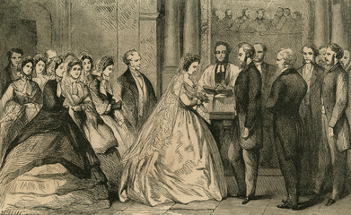 Marriage St Georges. Date: 1865 - obrazy, fototapety, plakaty