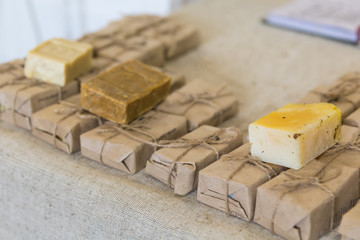 Eco handmade soap in craft paper pack