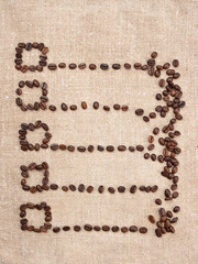 price- list from coffee beans on the canvas