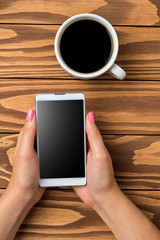 Woman using modern smart phone