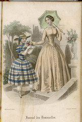 Fototapeta na wymiar Dress with Buttons 1846. Date: 1846