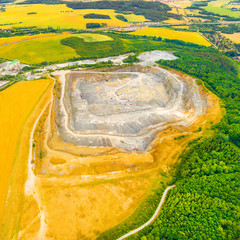 Aerial view of a open cast mine. Industrial landscape. Heavy industry from above. 