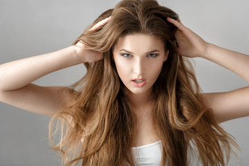 Fototapeta premium portrait of sexy woman with long hair. 