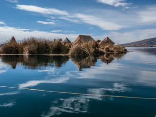 Uros floating island in Lake Titicaca
