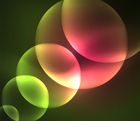 Glowing shiny overlapping circles composition on dark background