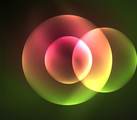 Glowing shiny overlapping circles composition on dark background