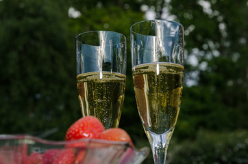 Two glasses with champagne