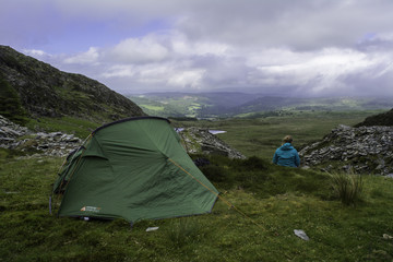 Wild Camping. A brilliant view from a wildcamp spot on Moel Siabod, Snowdonia, Wales. 