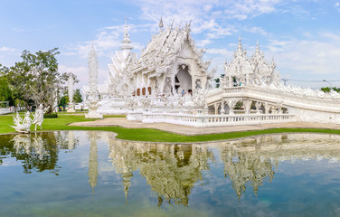 Reflection in White Temple in Chiang Rai, Thailand