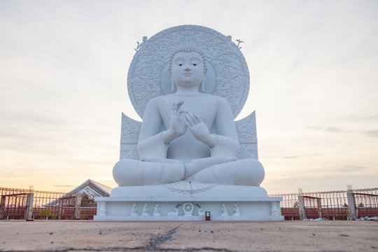 The Big White Buddha Is Respected For Buddhist.