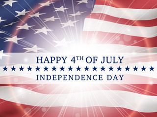 Happy 4th of july, independence day - poster with the flag of the United States of America