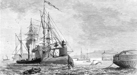 Transporting the obelisk: Cleopatra's needle at Gravesend.. Date: 1878