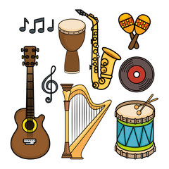 set of musical instruments icon vector illustration graphic design