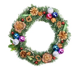 Fototapeta na wymiar Christmas colorful wreath