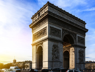 Fototapeta na wymiar arc de Triomphe in Paris. France. at sunset. 