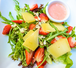 Delicious stawberry salad with cheese