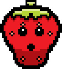 Surprised 8-Bit Cartoon Strawberry
