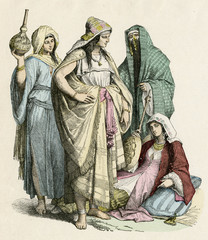 Fototapeta na wymiar Racial - Arabs - Women - 19th century. Date: late 19th century