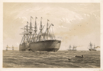 Fototapeta premium Ship - Gt Eastern (Cable). Date: 1865