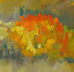 Fall color stroke paint texture. Hand drawn background. Raster illustration.