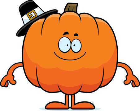 Happy Cartoon Pumpkin Pilgrim