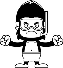 Cartoon Angry Snorkeler Gorilla