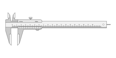 The measuring tool caliper on a white background
