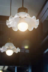 vintage lamp decorative in home, lamp in modern style, warm tone light, lamps in coffee shop