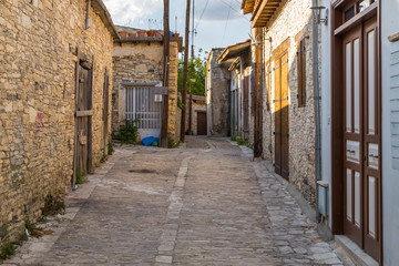 Narrow street in the historic village of Lefkara, Cyprus