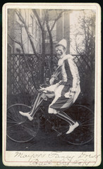 Clown on Bicycle Photo. Date: 28 October 1897