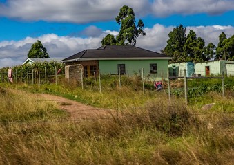 Fototapeta na wymiar Houses and huts in the Eastern Cape of South Africa