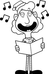 Cartoon Christmas Elf Caroling