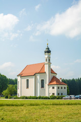 Fototapeta na wymiar St. Leonhard Church in Dietramszell city, Bavaria, Germany