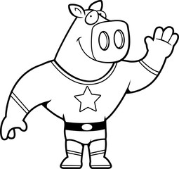 Superhero Pig Waving