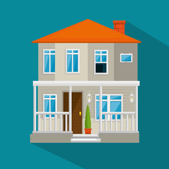 colorful cottage flat residential houses vector illustration graphic design