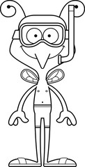 Cartoon Smiling Snorkeler Mosquito
