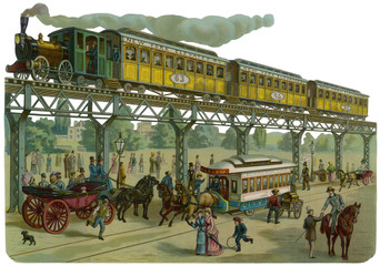 New York Elevated Railway- 4th Avenue. Date: circa 1900