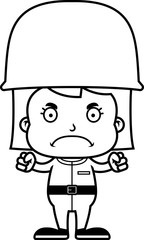 Cartoon Angry Soldier Girl
