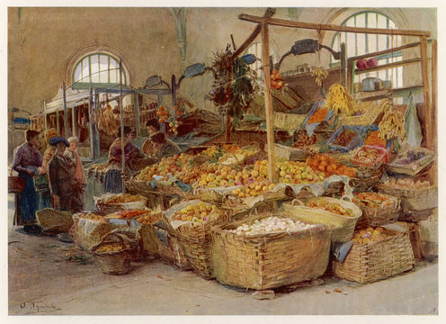 Market at Mentone - 1906. Date: 1906