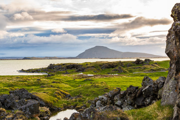 Volcanic and mountain landscape in Myvatn area, Iceland