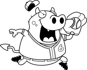 Cartoon Devil Baseball
