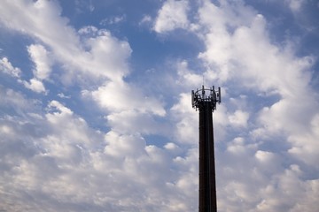 Chimney against cloudy sky. Slovakia