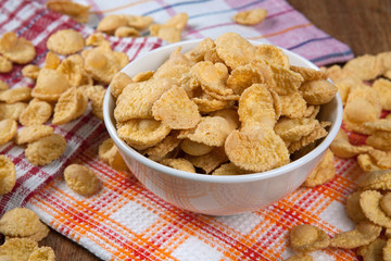 Pile of cornflakes and napkin