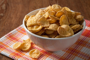 Pile of cornflakes and napkin