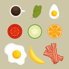 set of breakfast icons vector illustration graphic design