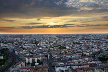 Naklejka premium Sunset over Berlin, Germany