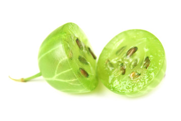 sliced gooseberry isolated